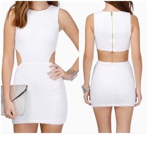 TOBI white sequin side cut out mini dress